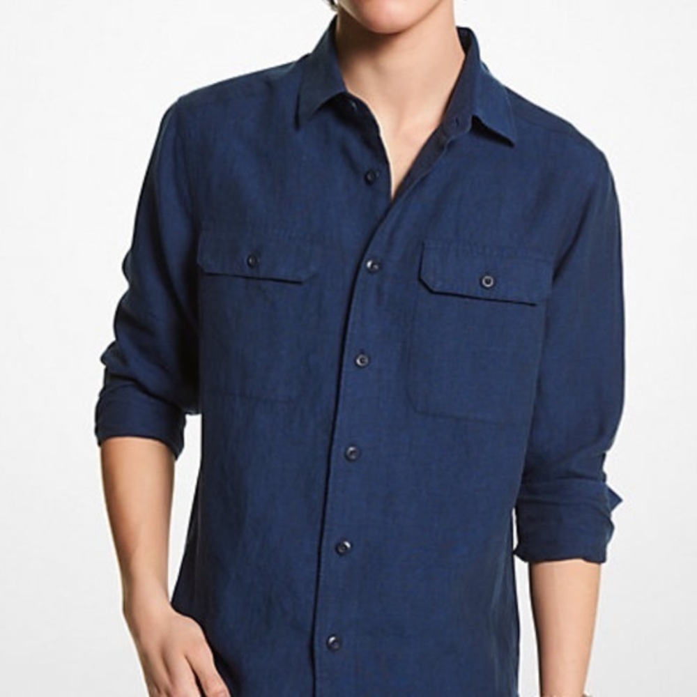 Michael Kors Men's Navy Button Down Shirt